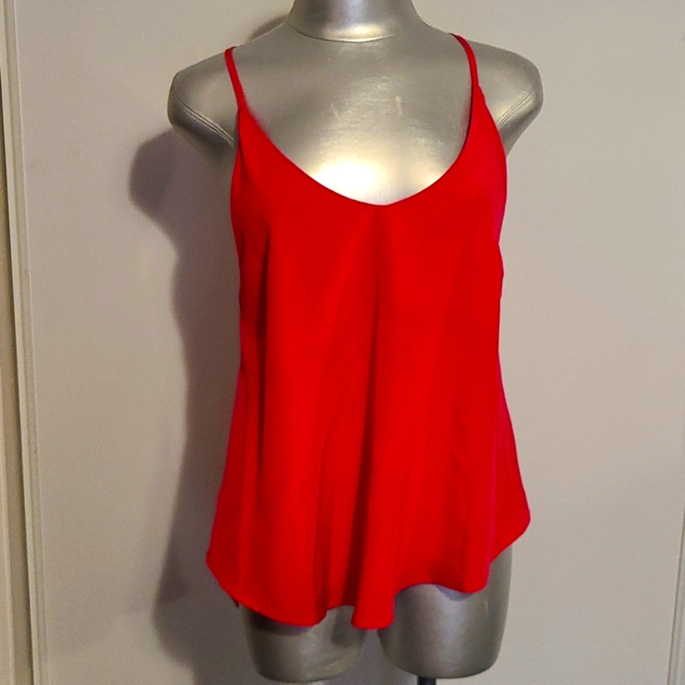 Designer Maggie Barry spaghetti straps flowey hot pink tank top.
